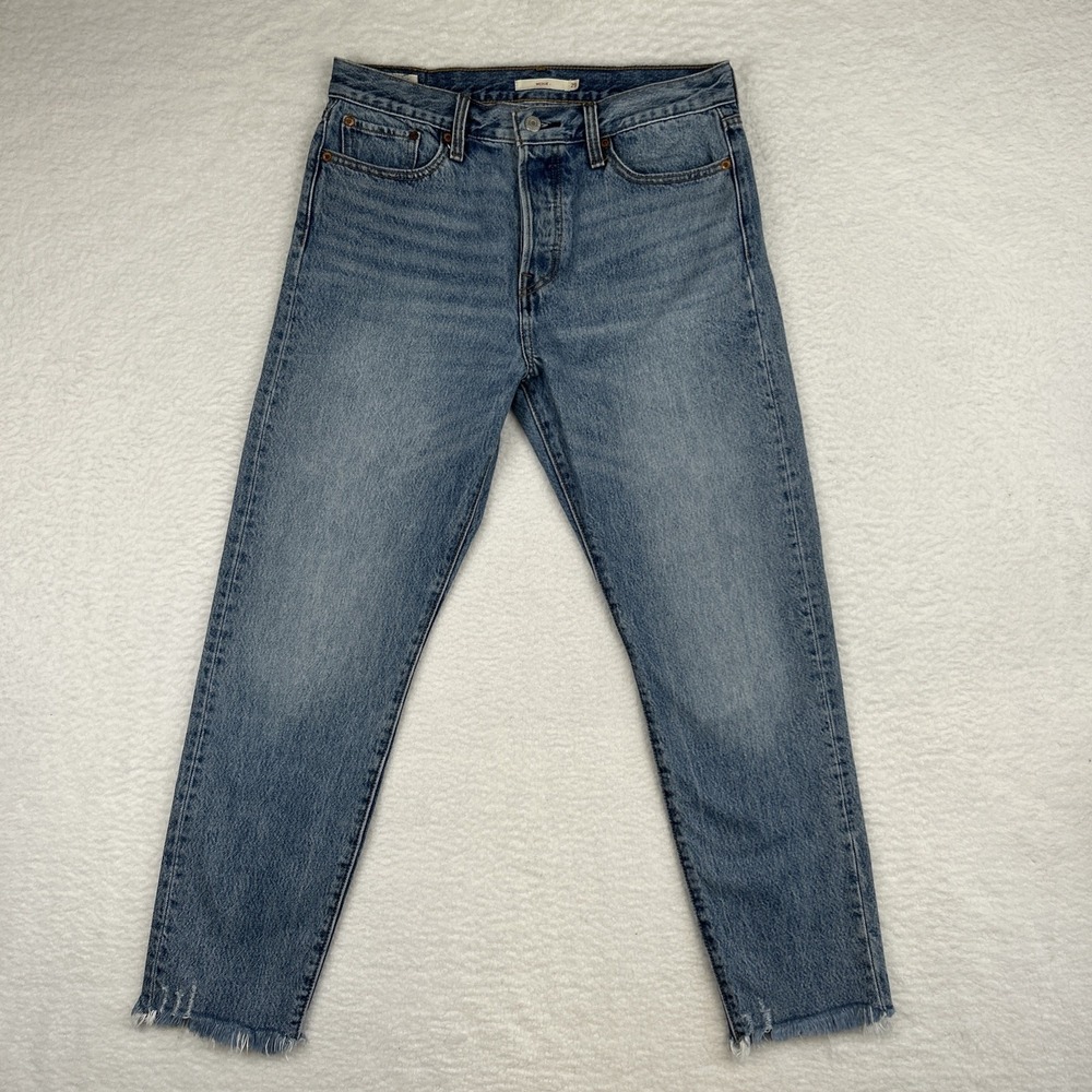Levi's Wedgie Premium‎ Big E Denim Blue Jeans Raw Hem Women's 29 (32x28)